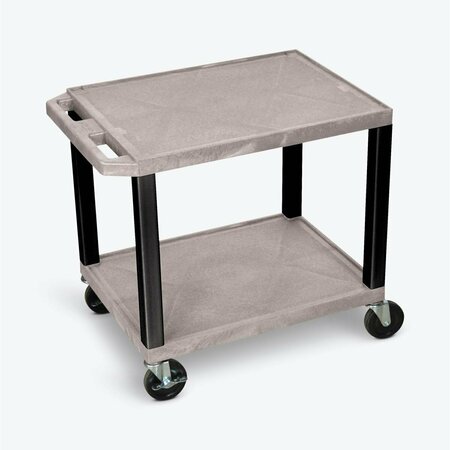 ABACUS 26 in. Gray AV Cart with Electric 2 Shelf & Black Legs AB3028872